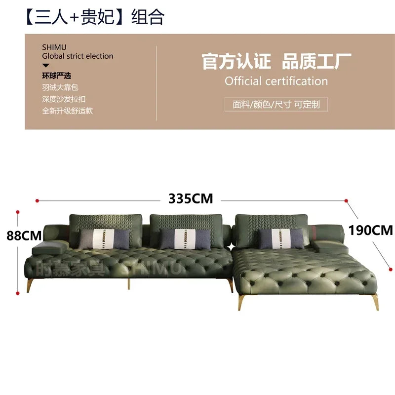 Italian Genuine Leather Sofas Sectional Modern Luxry Designer Loveseat Sofa 3 Piece Set Woonkamerbanken Living Room Furniture