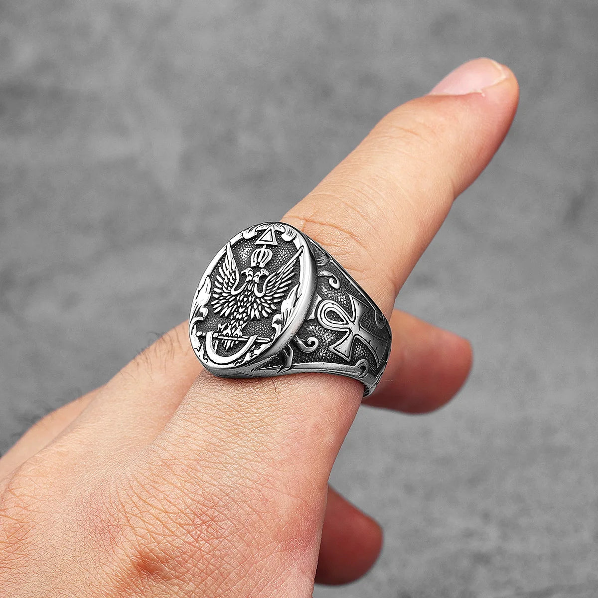 Double-headed Eagle Stainless Steel Men Rings Punk New In For Male Women Fashion Jewelry Creativity Gift Wholesale Dropshiping