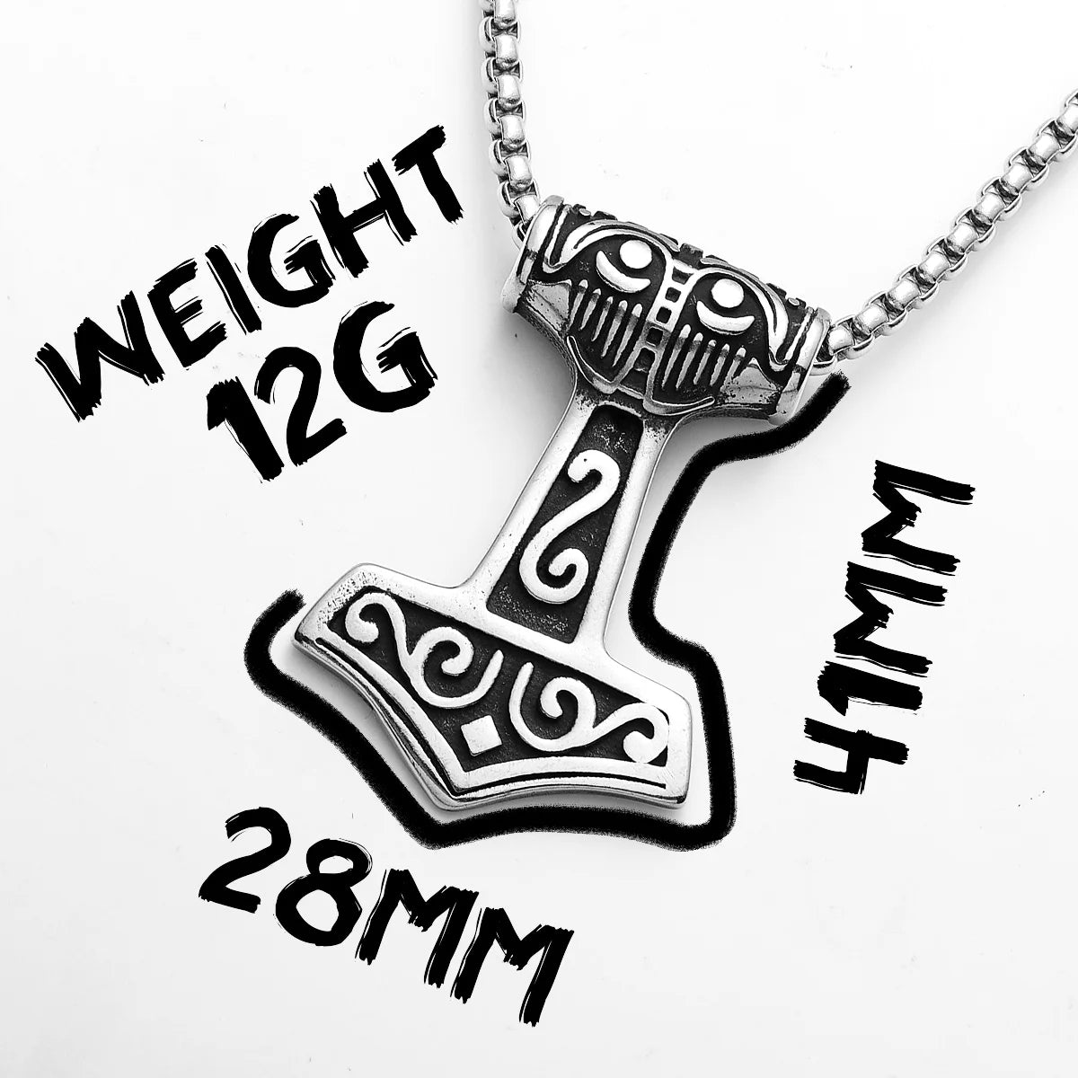 Viking Thor's Hammer Amulets Men Necklaces With Pendant Stainless Steel Jewelry For Male Women Punk Hip Hop Accessories Gifts