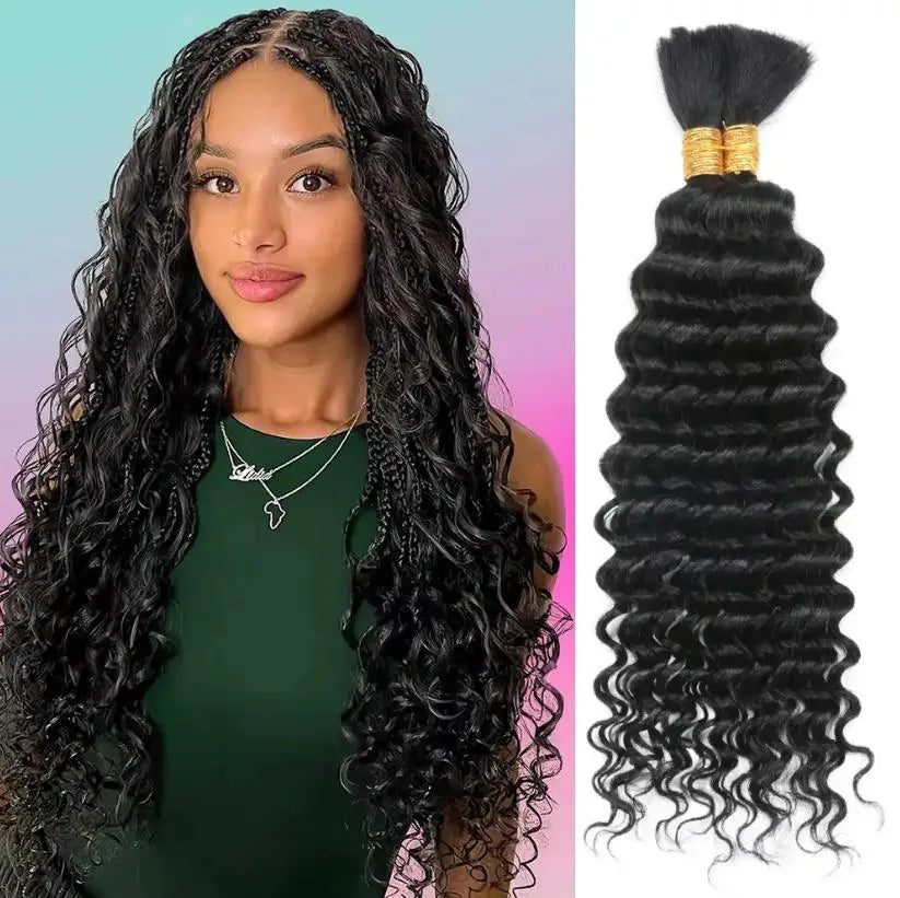 Braiding Hair – Deep Water Wave Bulk – Human Hair – 110g | KIMLUD