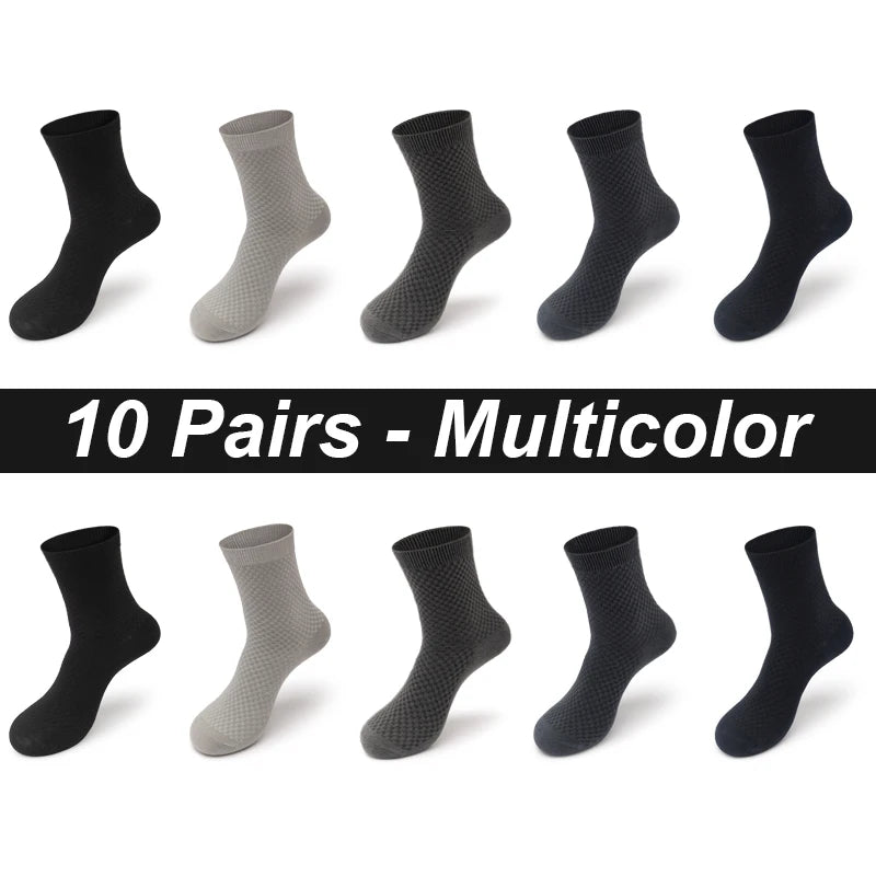 Bamboo Fiber Compression Socks Long Crew for Men — Black | KIMLUD