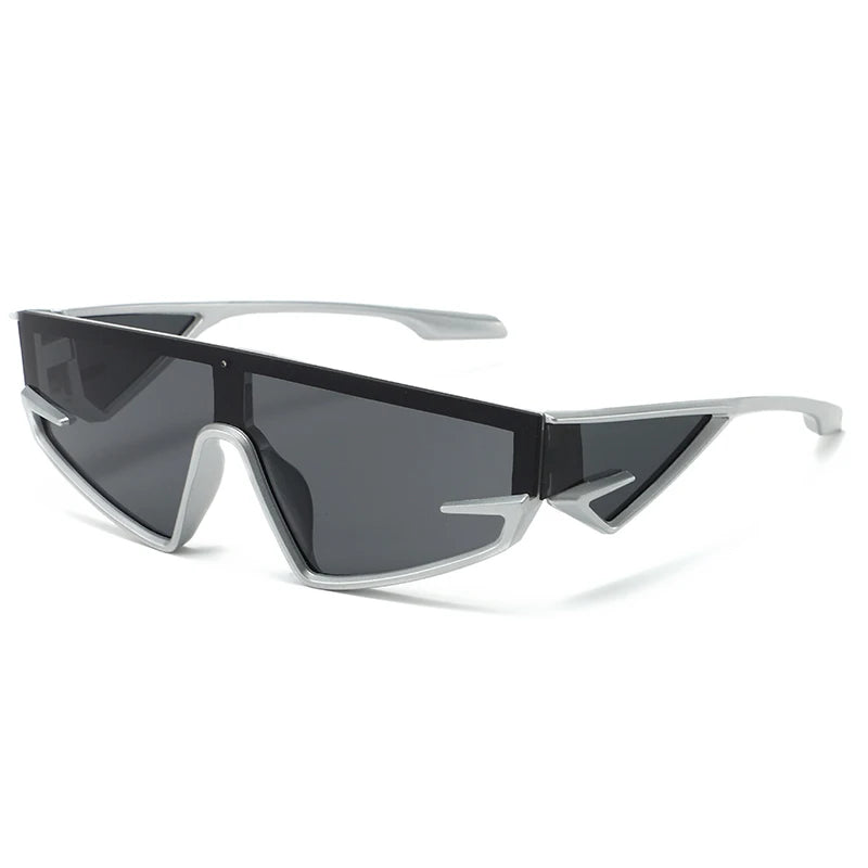 Plastic Shield Sunglasses Tech-Savvy — Black | KIMLUD