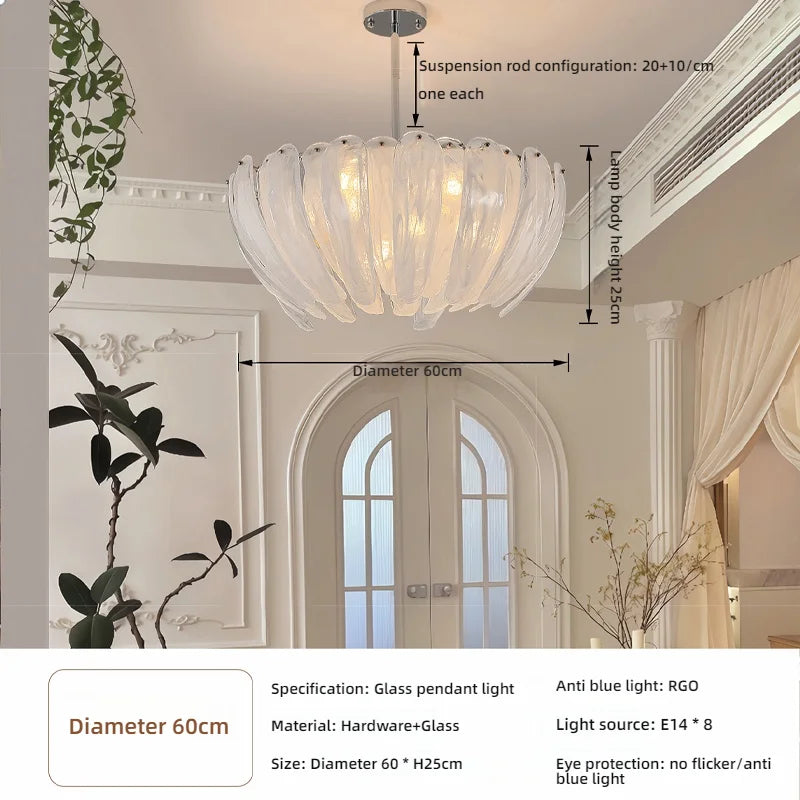 LED Flower Bud Home Living Room White Cloud Glass Pendant Light LED Lamp Ceiling Chandelier Italy Design Lighting Fixture Lustre