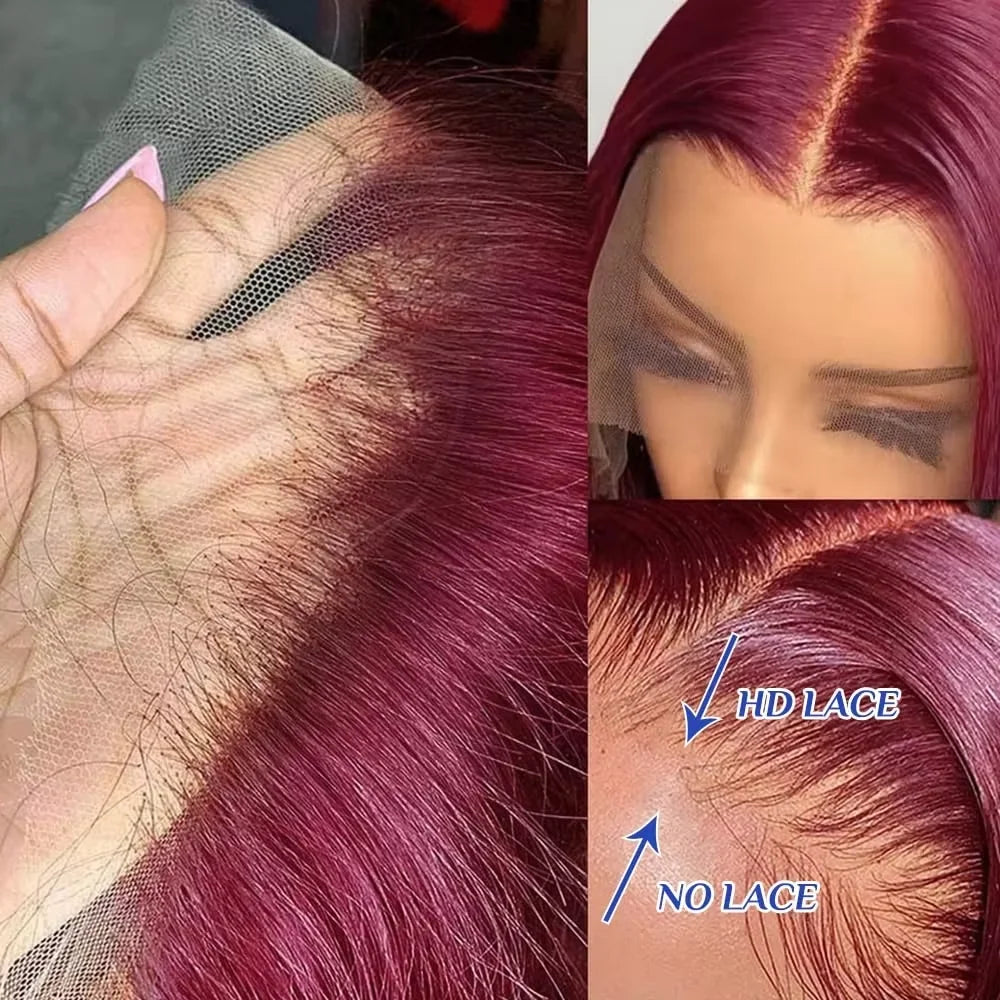 Bob Wig – 99J Colored Straight Hair – Swiss Lace 13x4 – 8-14 Inch | KIMLUD