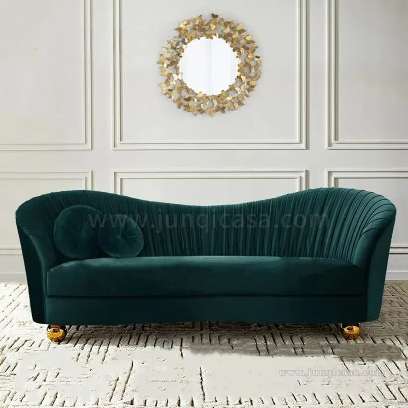 A Fabric Sofas Lovely Heart-shaped Velvet Couch Living Room Furniture 3 Seater Sectional Sofa Set