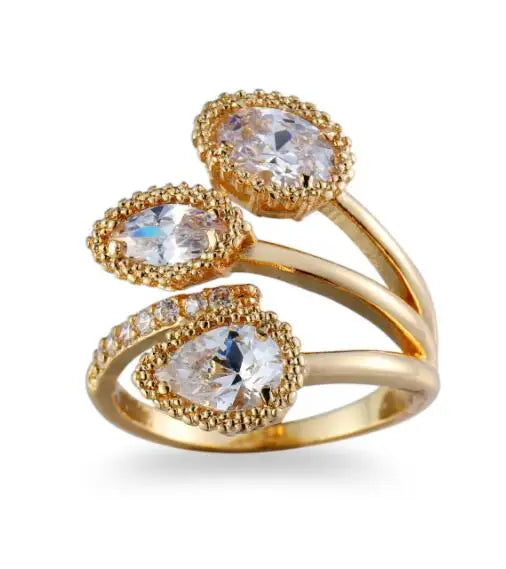 Classic 925 Sterling Silver High Quality Clear Blue Sparking CZ Geometric Stackable Opening Rings for Women Wedding Jewelry Gift