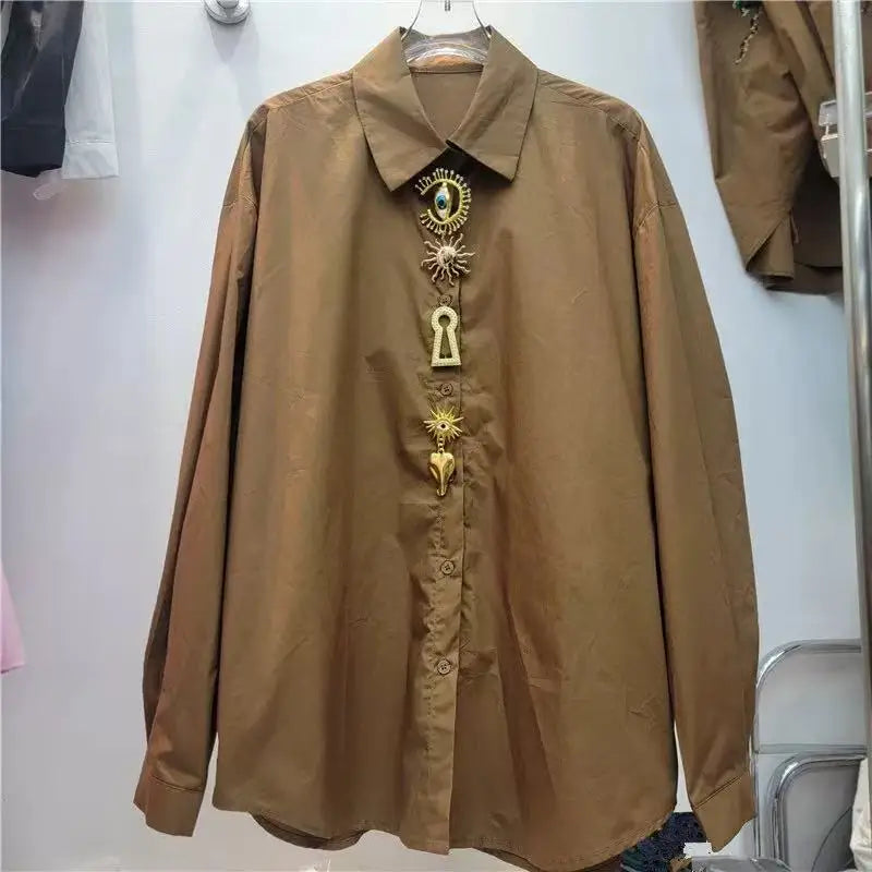 Blouse – Long Sleeve – Cotton – Turn-Down Collar | KIMLUD