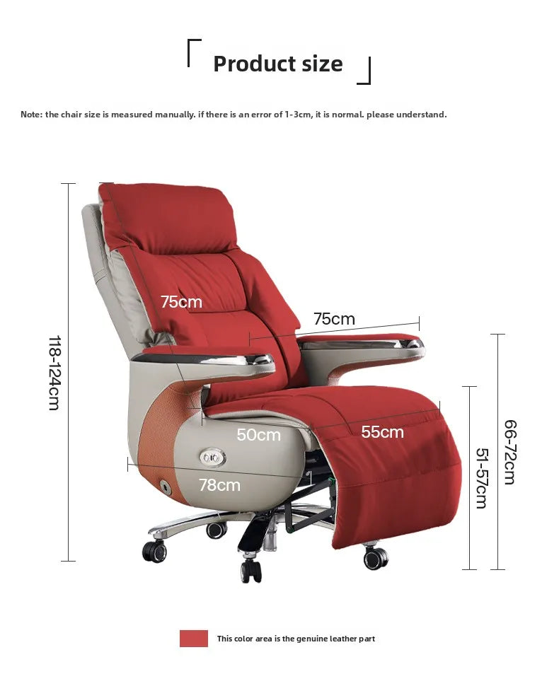 Genuine Leather Executive Office Chair Massage — Cream | KIMLUD