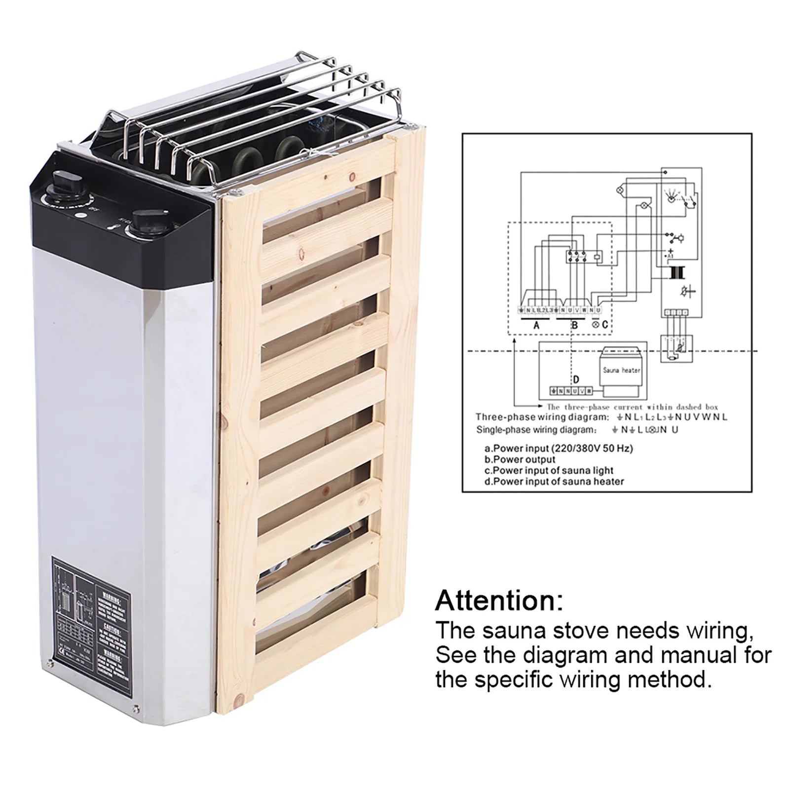 3KW Internal Control Type Stainless Steel Sauna Stove Heater Heating Tool for Sauna Room Stainless Steel Sauna Stove Sauna Stove