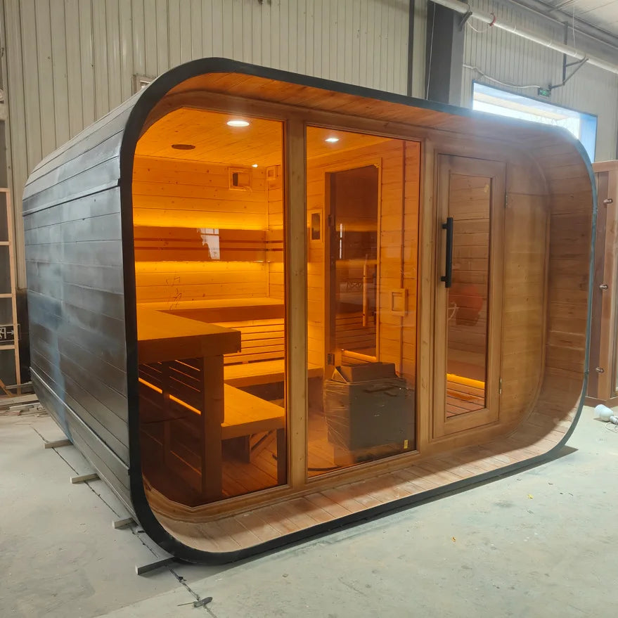 New design Canadian red cedar cube outdoor sauna traditional wooden sauna for home use