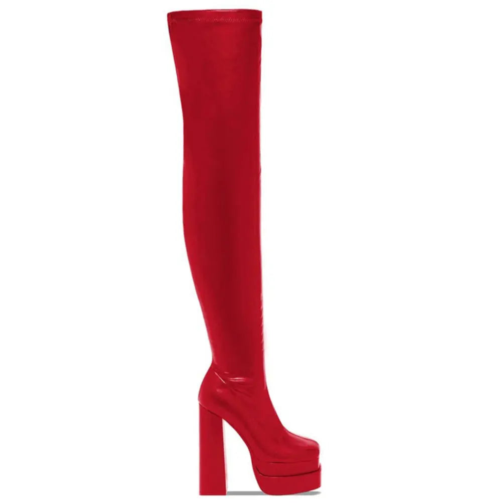 Double Platform Super High Heels Women Over the Knee high Boots Elegant Sexy Comfy Warm Women Shoes Winter Boots