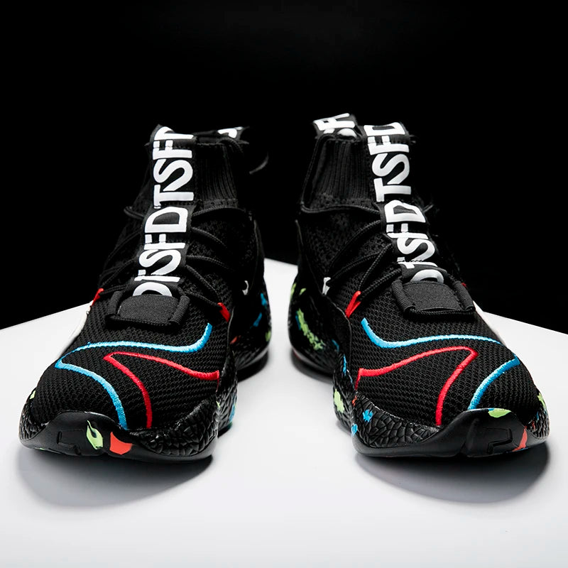 Men's Sneakers – Breathable Lace-Up – Colorful Sock Shoes | KIMLUD