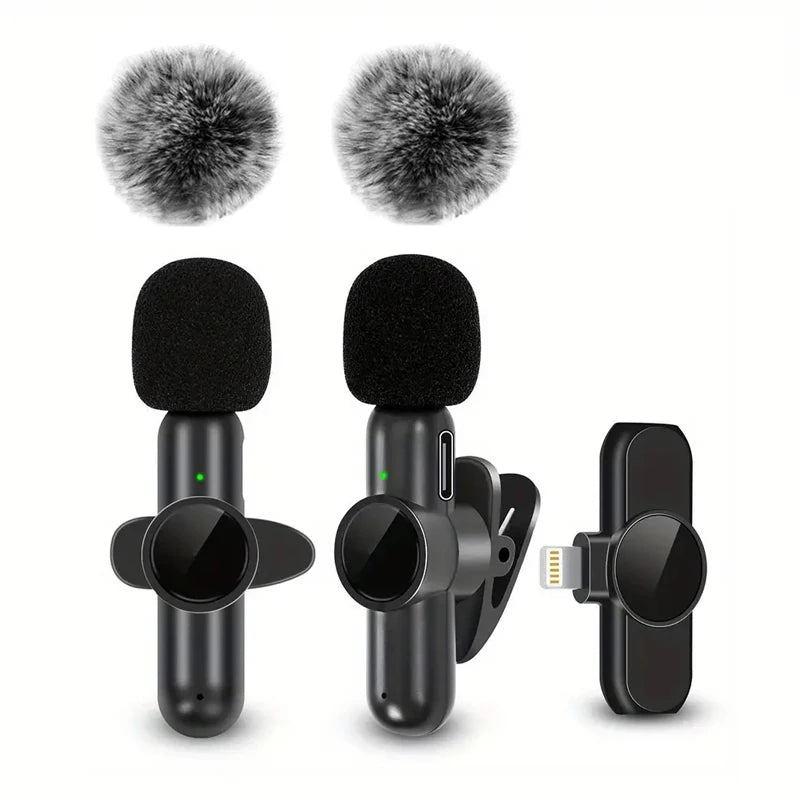 Wireless Lavalier Microphone With Windproof Cover — Black | KIMLUD