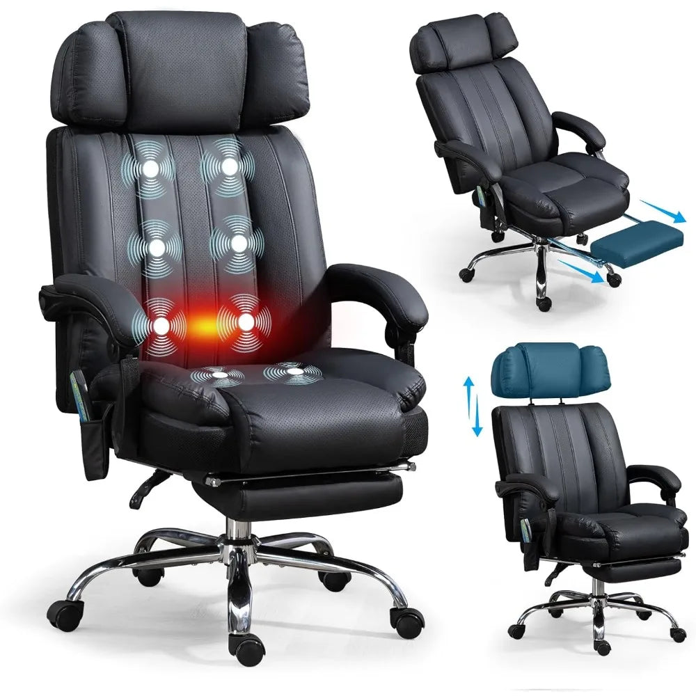 KIMLUD, Massage Office Chair with Heat and 8 Vibration Points Big and Tall Executive Office Chair with Adjustable Headrest, Extra Wide S, KIMLUD Womens Clothes