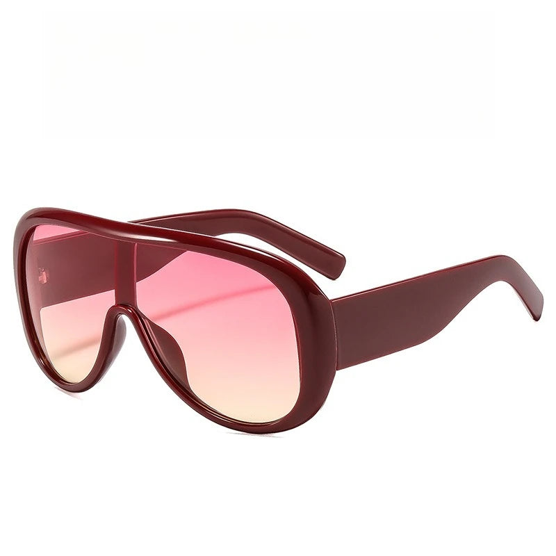 Plastic Oversized Gradient Sunglasses — Burgundy | KIMLUD