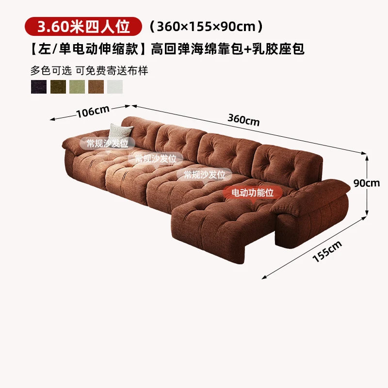 Velvet Designer Living Room Sofa Multifunctional Electric Adjustment — Burnt Orange | KIMLUD