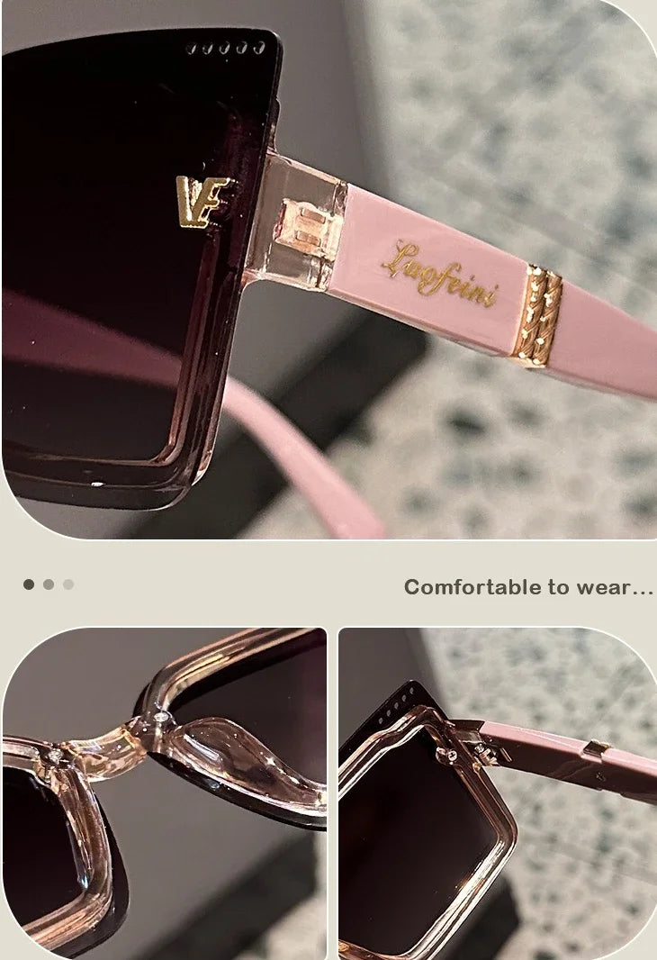 New Cool Rimeless Polarized Sunglasses Women Oversized Square Sun Glasses Ladies UV400 Classic Goggle Oculos De Sol Feminino