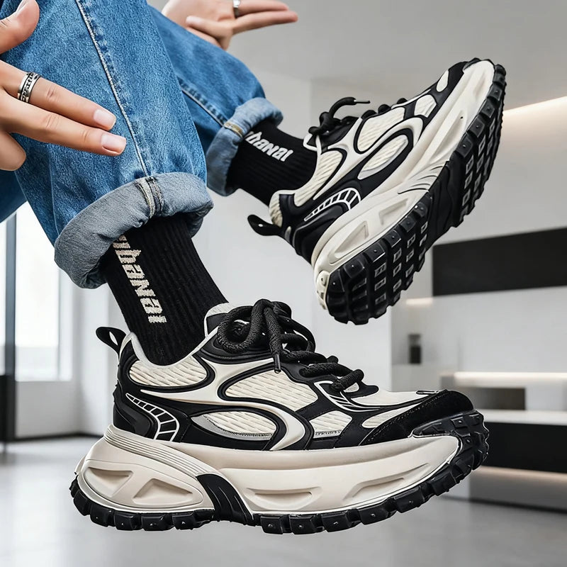 Men's Chunky Sneakers Four Season New Soft Sole Outdoor Running Shoes Fashion Student Casual Breathable Lightweight Sports Shoes