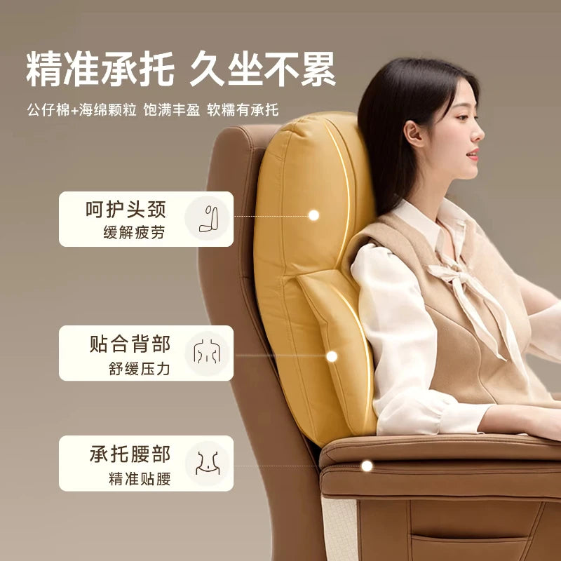Genuine Leather Solid Executive Chair — Brown | KIMLUD