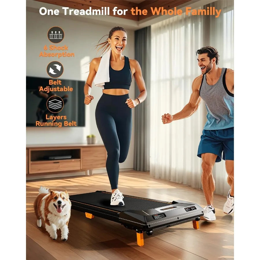 Under Desk Walking Pad Treadmill Compact 2.5HP 330lbs Capacity Home Use — Black | KIMLUD