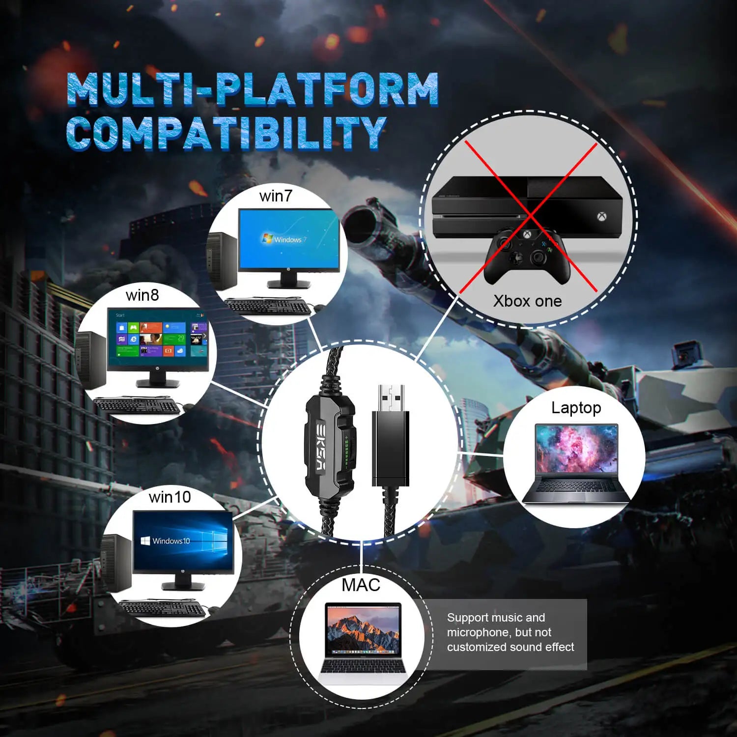 KIMLUD, EKSA E1000 Gaming Headphones For PC/PS4/PS5 7.1 Surround RGB Gaming Headset Gamer USB Wired Headphones with Noise Cancelling Mic, KIMLUD Womens Clothes