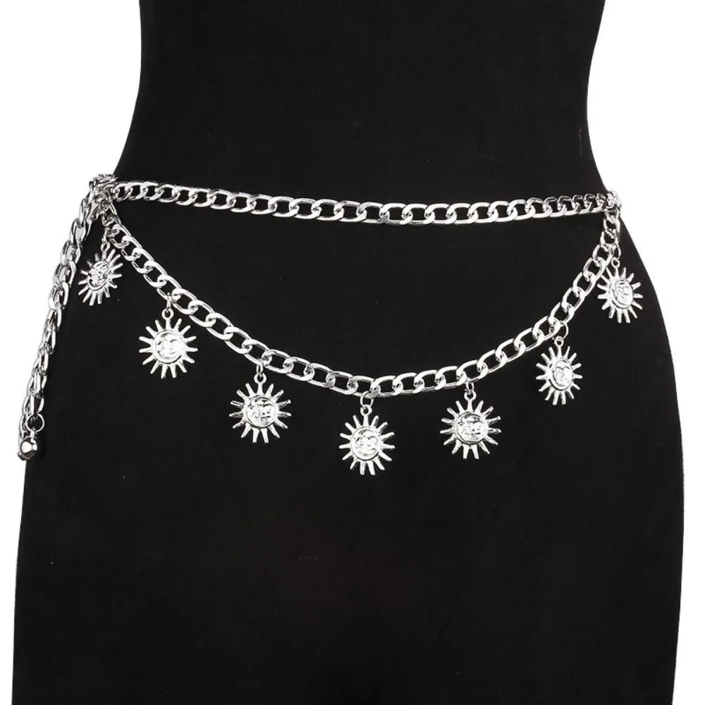 Metal Waist Chain Belt Punk Hip Hop Style — Gold | KIMLUD
