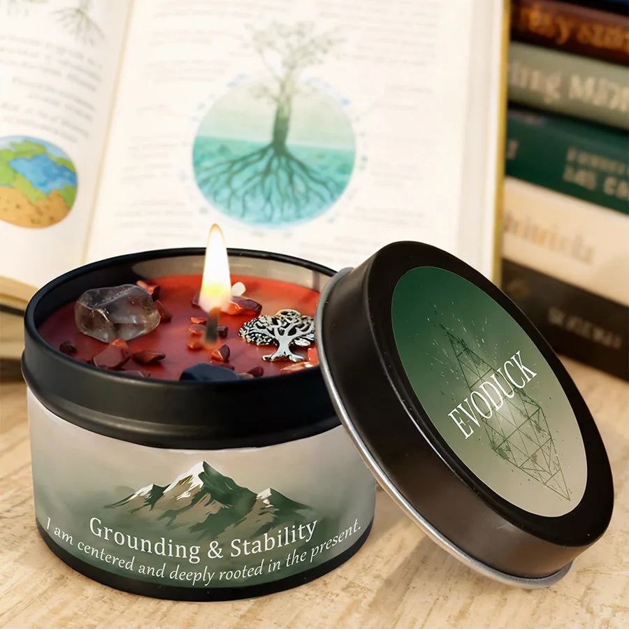 KIMLUD, EVDUCK 3oz Scented Candle, Vetiver & Cedarwood Scent with Crystals, for Gifting Suitable for Christmas, Halloween Female Friends, KIMLUD Womens Clothes