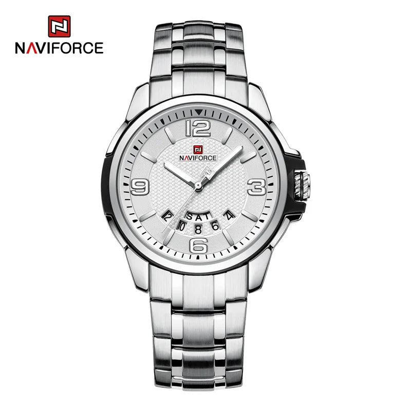 NAVIFORCE Brand Casual Men's Quartz Watch Stainless Steel Belt Business Wristwatches Waterproof Luminous Clock Relogio