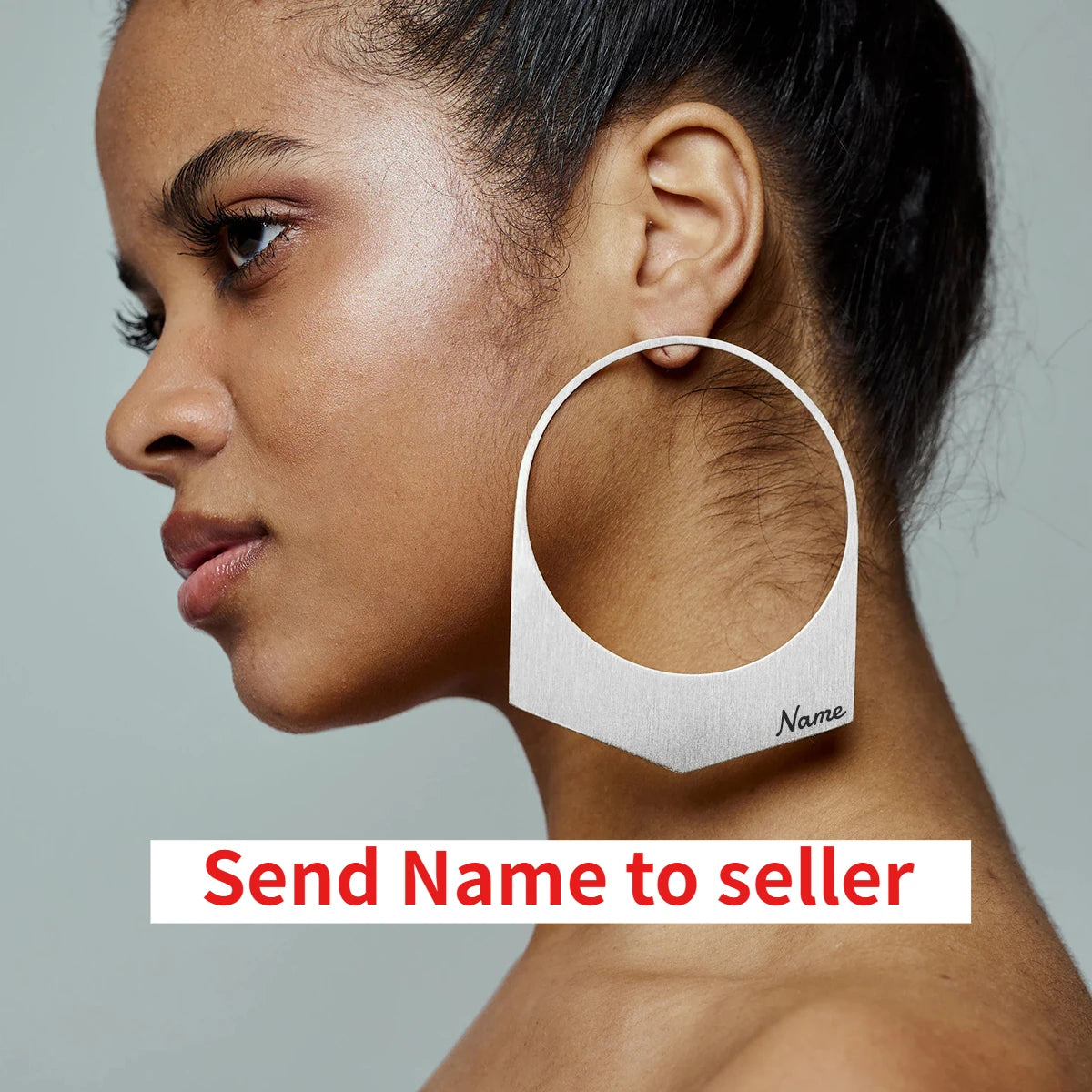 African Earrings Large Hoop Earrings Can Custom Name Gift for Her Handmade 18K Gold Plated Jewelry for Women American Trend
