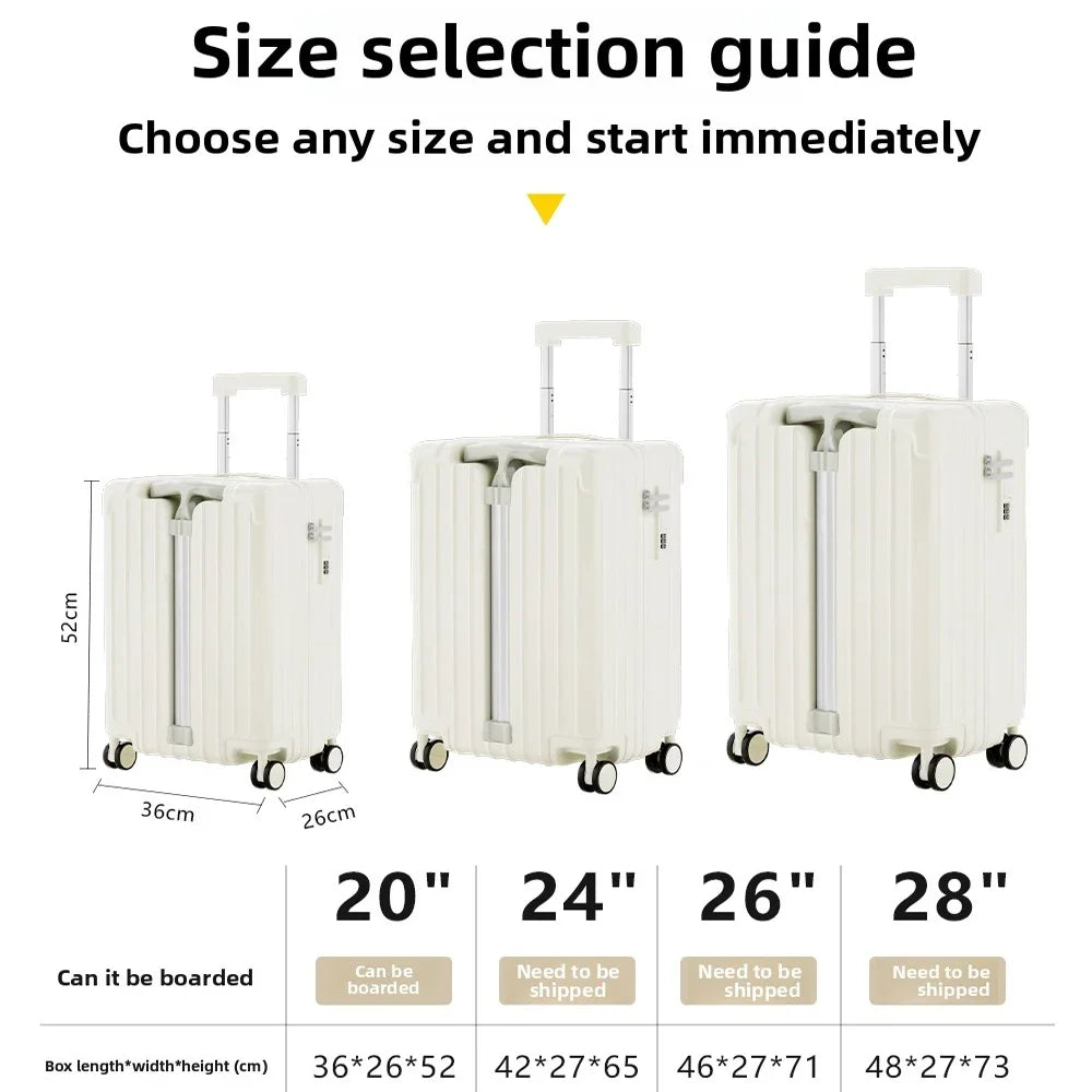 Kid Suitcase Front Opening Boarding Case Laptop Trolley Case Luggage with Spinner Wheels Carry on Luggage for Travel