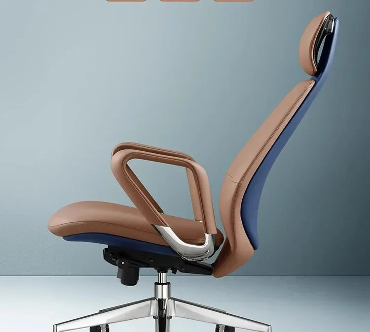 Elastic Leather Office Chair Ergonomic Modern — Blue | KIMLUD