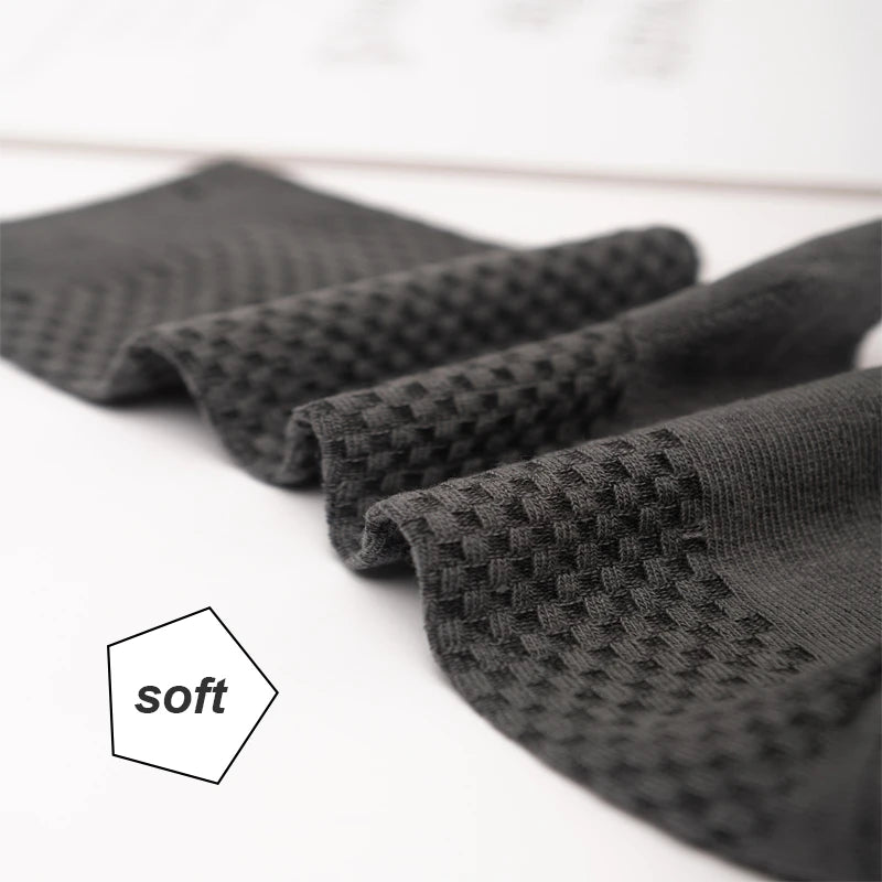 Bamboo Fiber Compression Socks Long Crew for Men — Black | KIMLUD