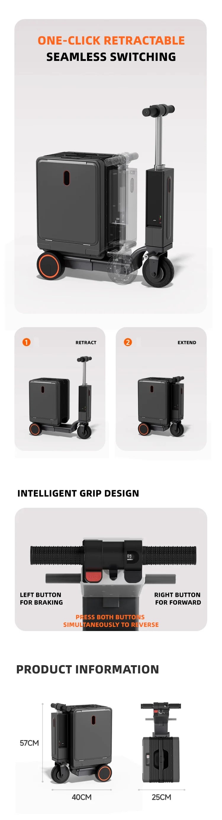 Aluminum Alloy Luggage Trolley Electric Drive Mobility — Multicolor | KIMLUD