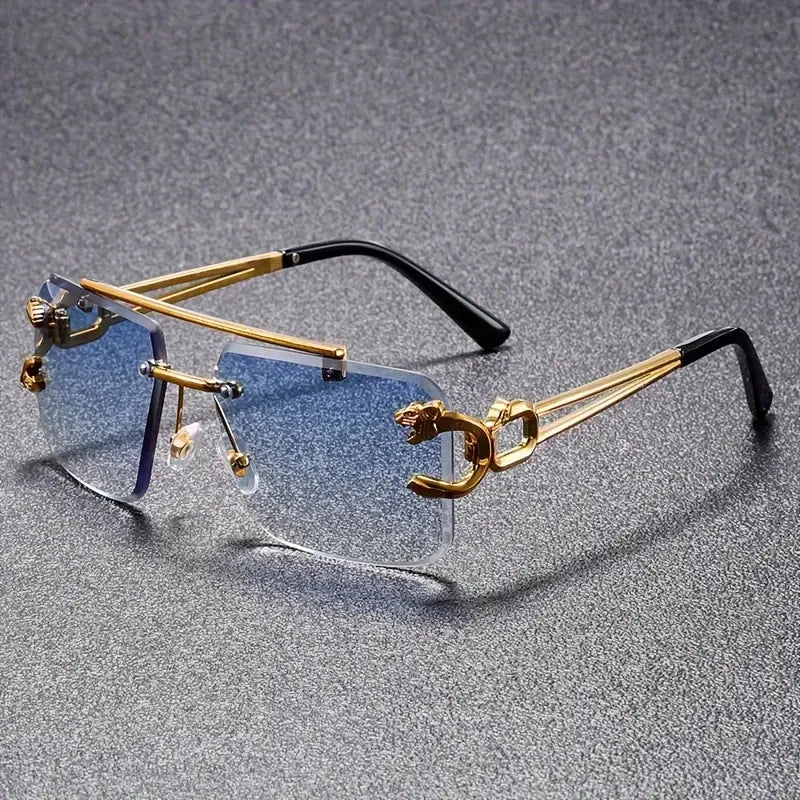 Polycarbonate Sunglasses Rectangle Frame Gold-Tone Hardware — Black | KIMLUD