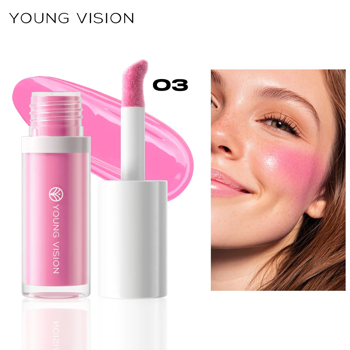 YOUNG VISION 3 Colors Lightweight Moisturizing Liquid Blush for Lips & Cheeks Highlighting & Color Showing Blush