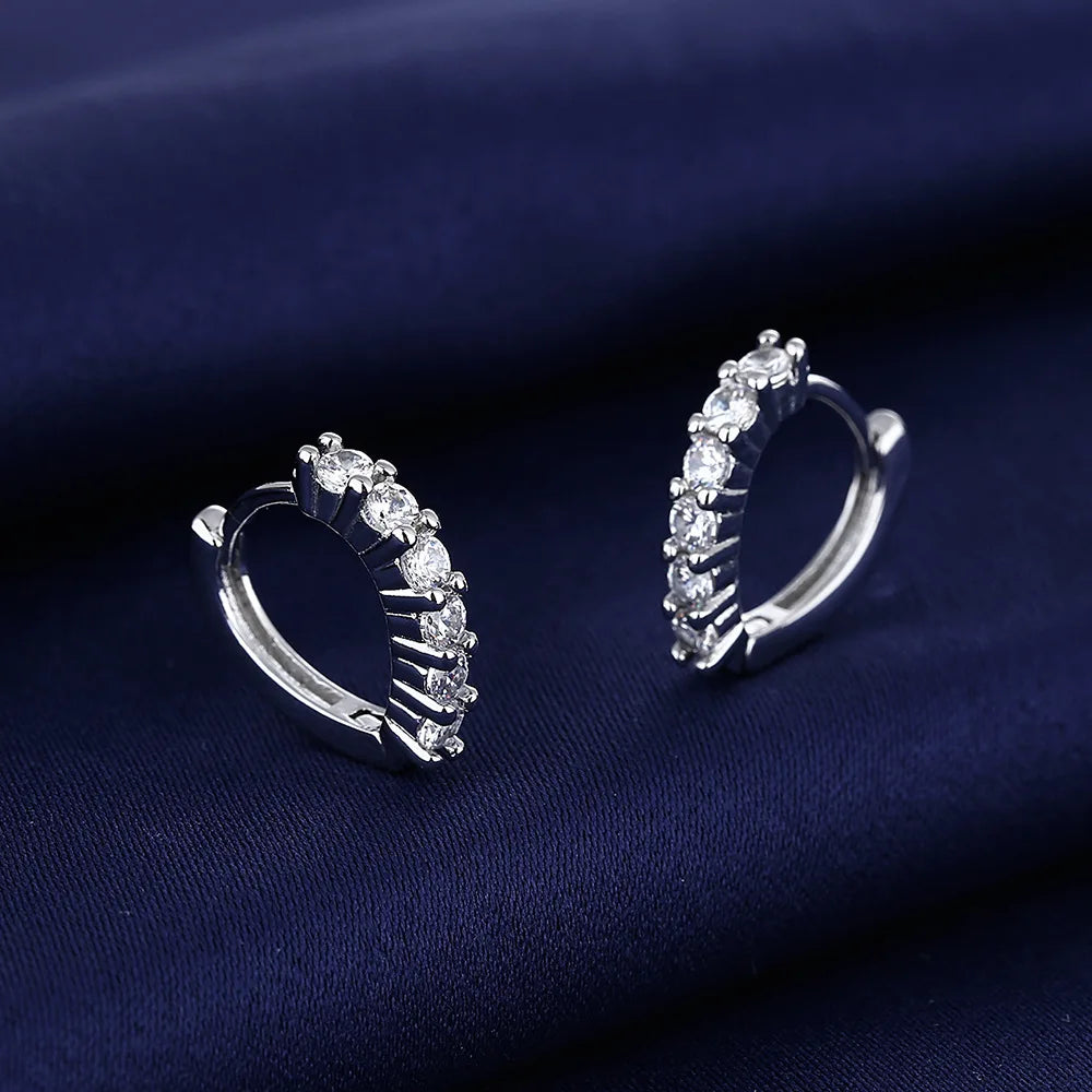 Silver-Toned Copper Oval Zircon Halo Stud Earrings — Sapphire Blue | KIMLUD