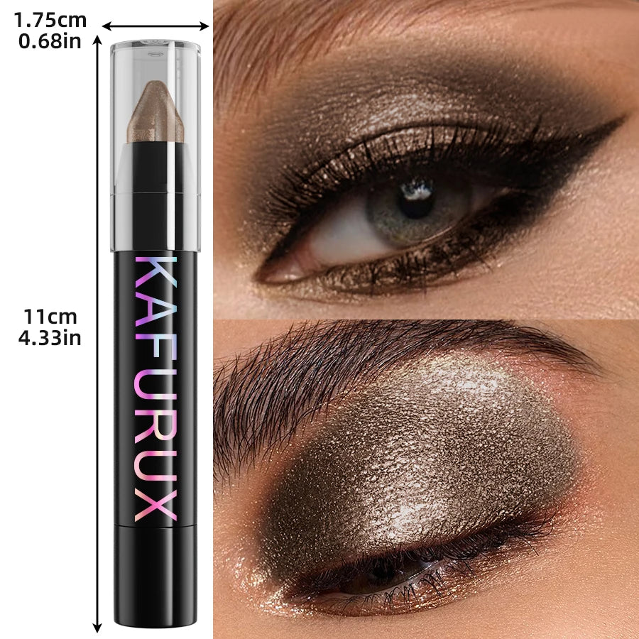 1pc Brown Pearl Eyeshadow Stick Pen Waterproof Long Lasting Eye Shadow Makeup Dark Smoky High Pigments Eye Cosmetic  Palette