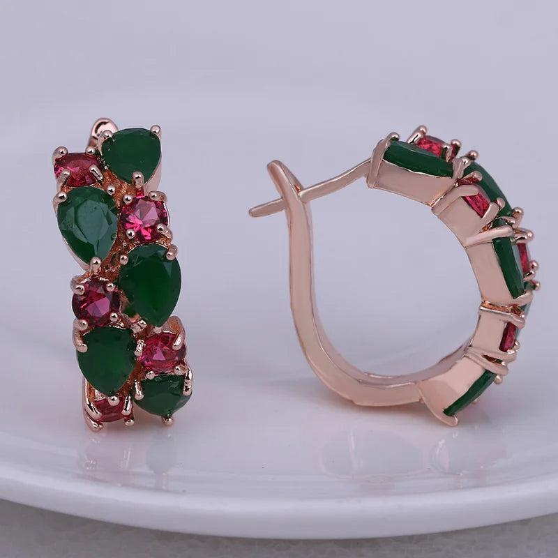 Semi-Precious Stone Stud Earrings Round — Silver | KIMLUD
