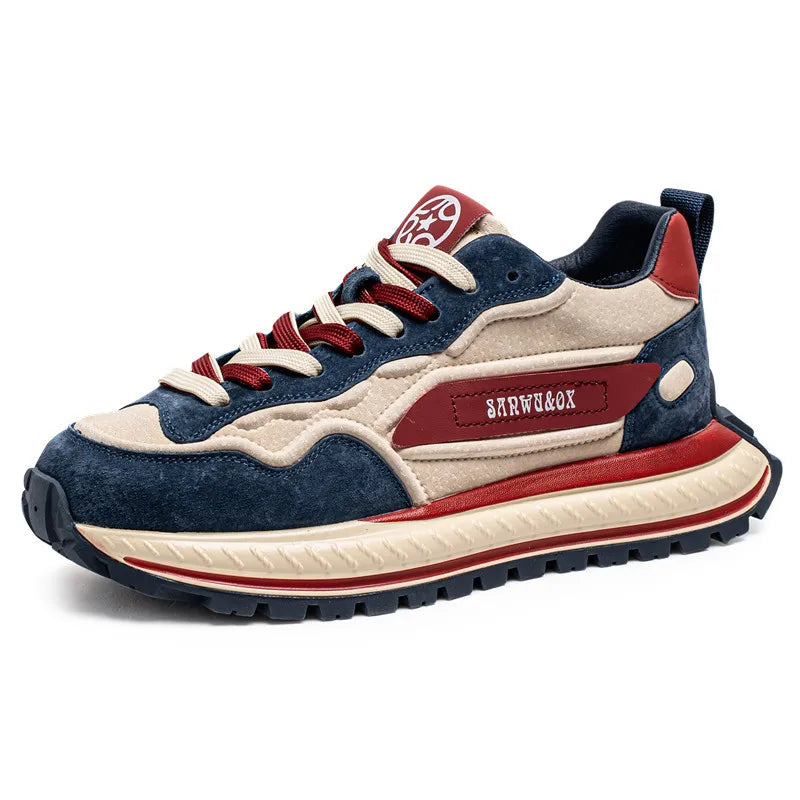 Color-Block Dad Shoes Men's Spring Autumn New Style Thick Bottom Sports Shoes Casual Running Shoes Low Cut Breathable Mesh