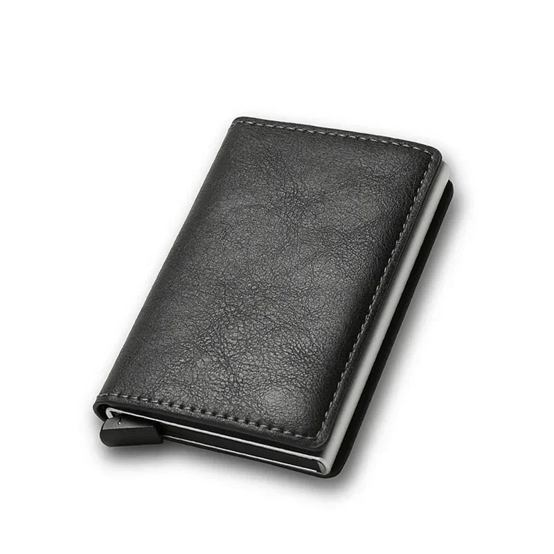KIMLUD, Carbon Fiber Card Holder Wallets for Men RFID Portable Trifold PU Slim Mini Wallet Male Purses Wallet Women pasjeshouder, Dark Grey, KIMLUD Womens Clothes