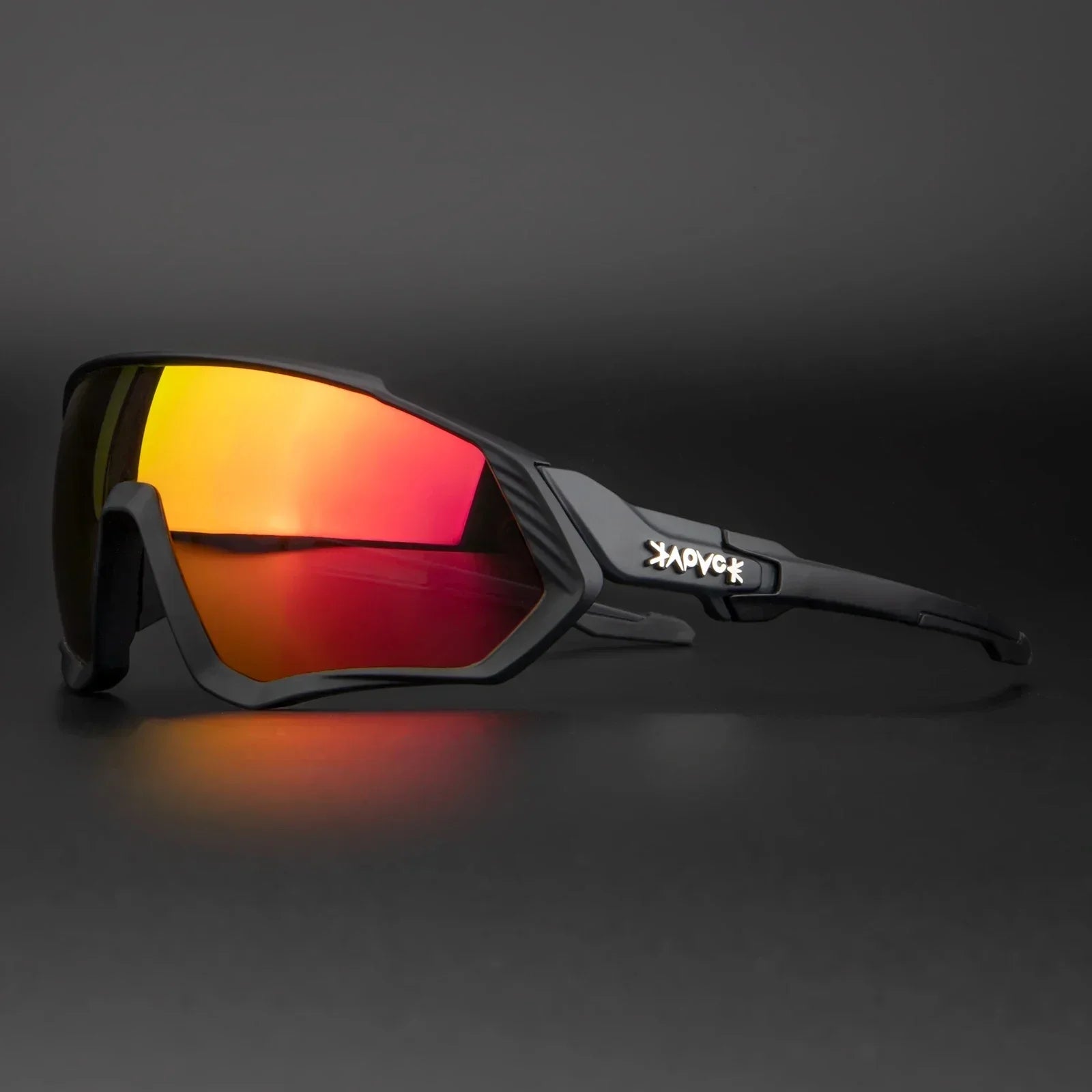 Wraparound Polycarbonate Cycling Sunglasses Big-Frame Silhouette — Black | KIMLUD