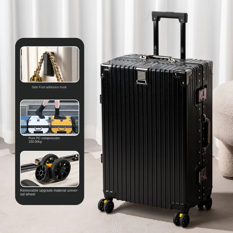 Aluminum Frame Lightweight Travel Suitcase — White | KIMLUD