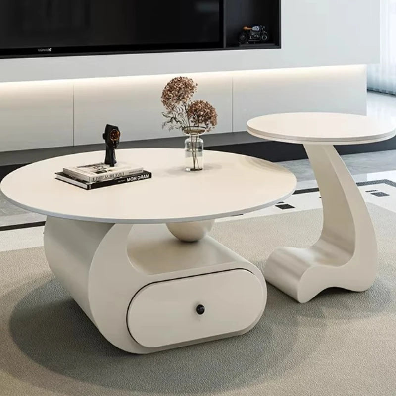 Italian Minimalist Coffee Table With Storage — Cream | KIMLUD