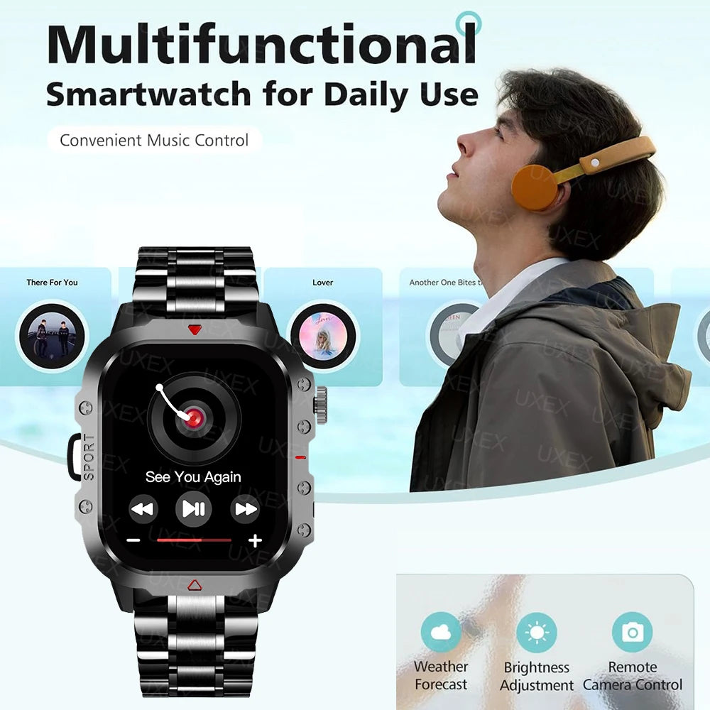2025 New Military Smart Watch Men Outdoor  2.01" Al Voice Bluetooth Call Smartwatch Surprise Gift Outdoors For Android& IOS Male