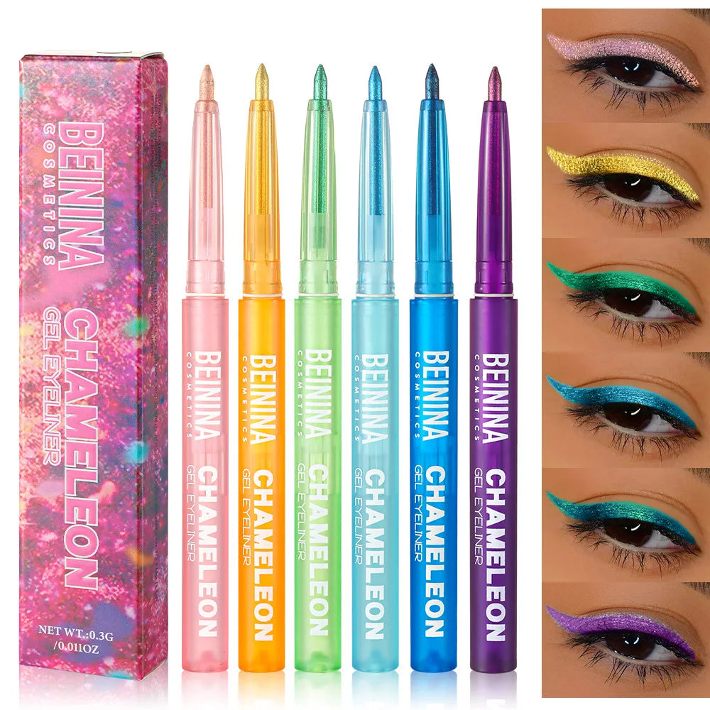 Metallic Chameleon Eyeliner Gel Pen Glitter Multicolor Effect Waterproof Quick Dry — Blue | KIMLUD