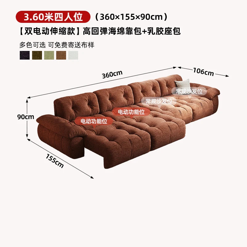 Velvet Designer Living Room Sofa Multifunctional Electric Adjustment — Burnt Orange | KIMLUD