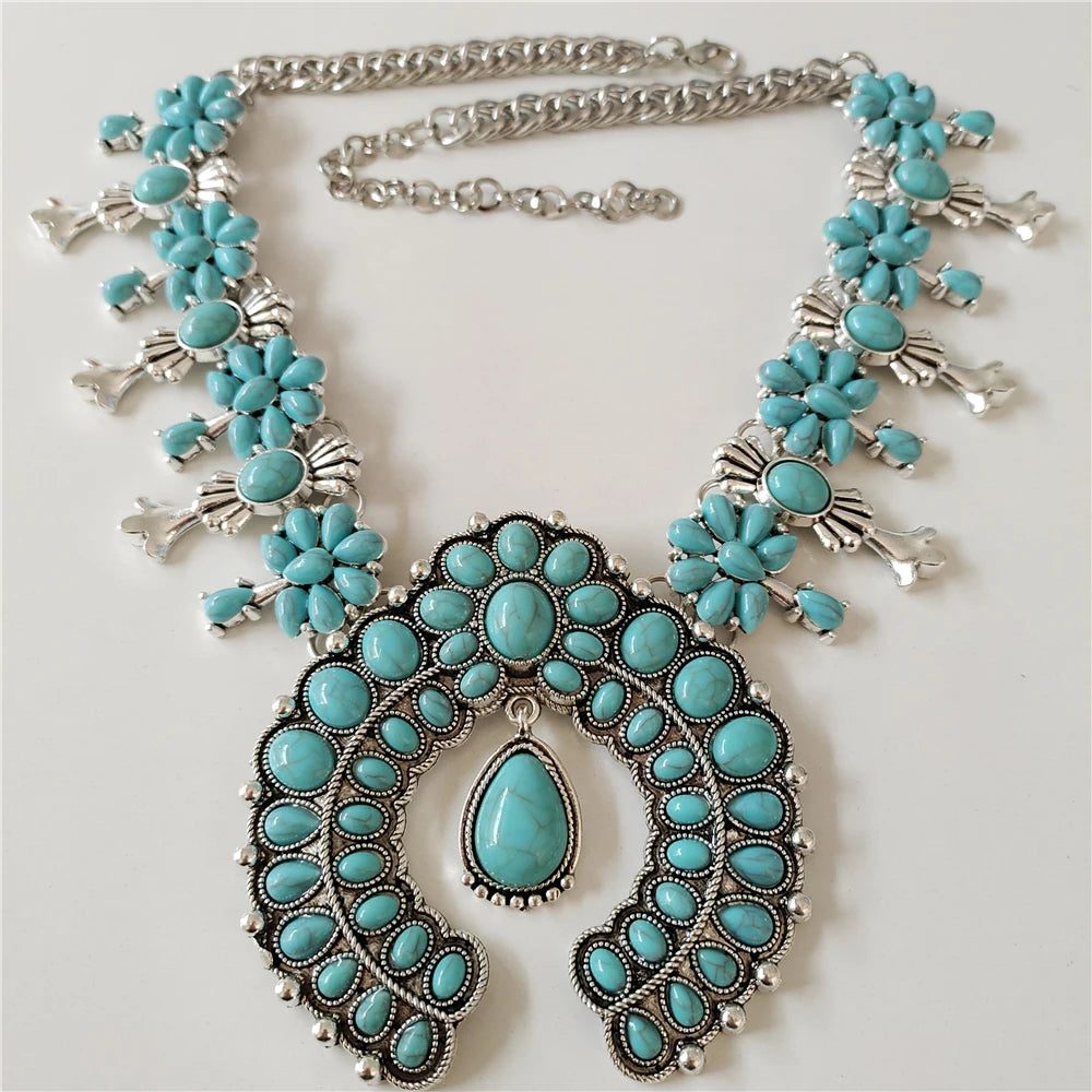 Jewelry Set – Boho Ethnic Turquoise – Resin – Turquoise | KIMLUD