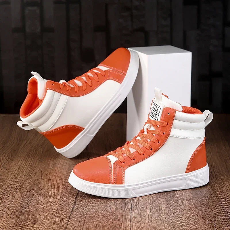 Men Women Skateboard Shoes High Top Unisex Lightweight Waterproof Sneakers Non-Slip Durable PU Casual Street Footwear
