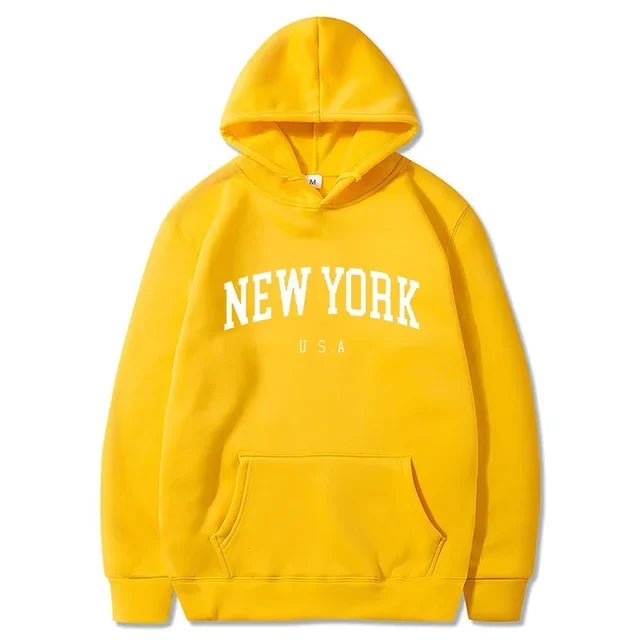 Hoodies – City Letter Graphic – Polyester – Loose Casual | KIMLUD