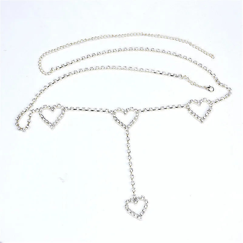 Gold-Tone Chain Belt Multilayer Tassel Rhinestones — Gold | KIMLUD